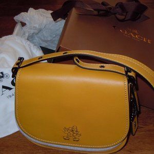 RARE COACH DISNEY MICKEY MOUSE SADDLE BAG 23 ITEM 38421 NEW W/TAG, DUST BAG, BOX